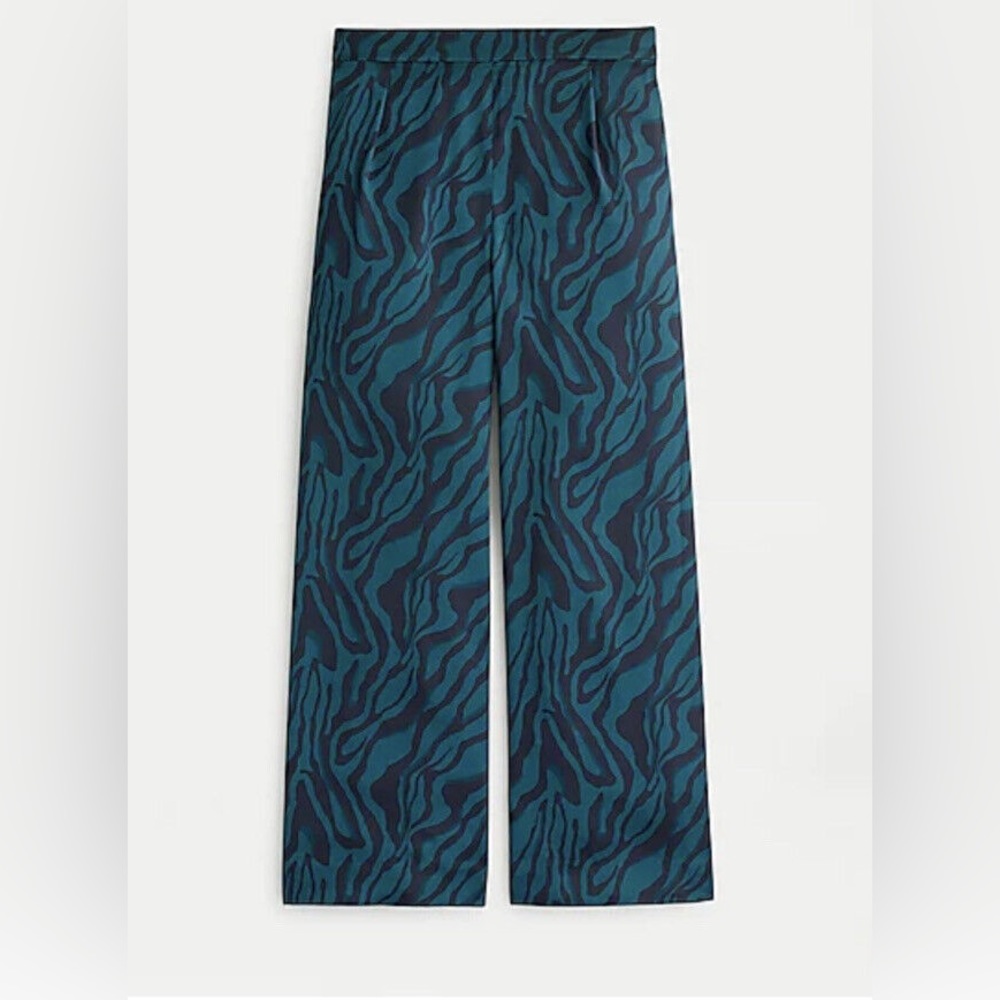 J Crew Satin Wide Leg Crop Pants in Zebra, size 6
